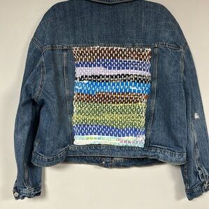 Hippie, Boho, quirky Upcycled Denim Jacket, one of a kind, XXL
